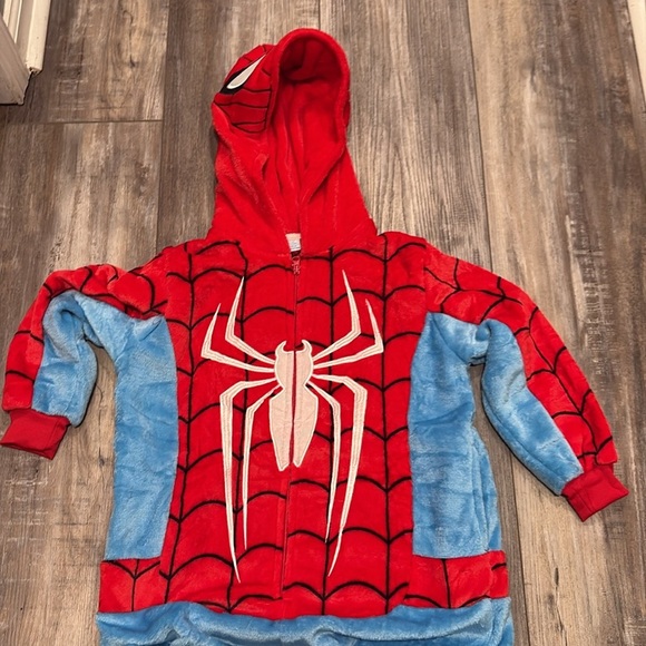 Kids Spider Man Fleece Onesie 🕷 zipper bum size 10 - Picture 4 of 8